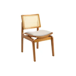 Cadeira Megan Madeira Estofada Telinha Moderna Luxo Alta Decoração:Linho Dourado - 1