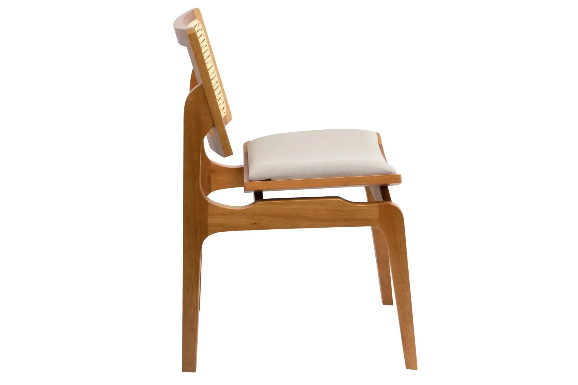 Cadeira Megan Madeira Estofada Telinha Moderna Luxo Alta Decoração:Linho Dourado - 2