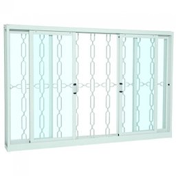 Janela de Correr Aço 4 Folhas com Grade e Vidro Elo sem Bandeira Projetante Prátika Apd Sasazaki 100 - 1