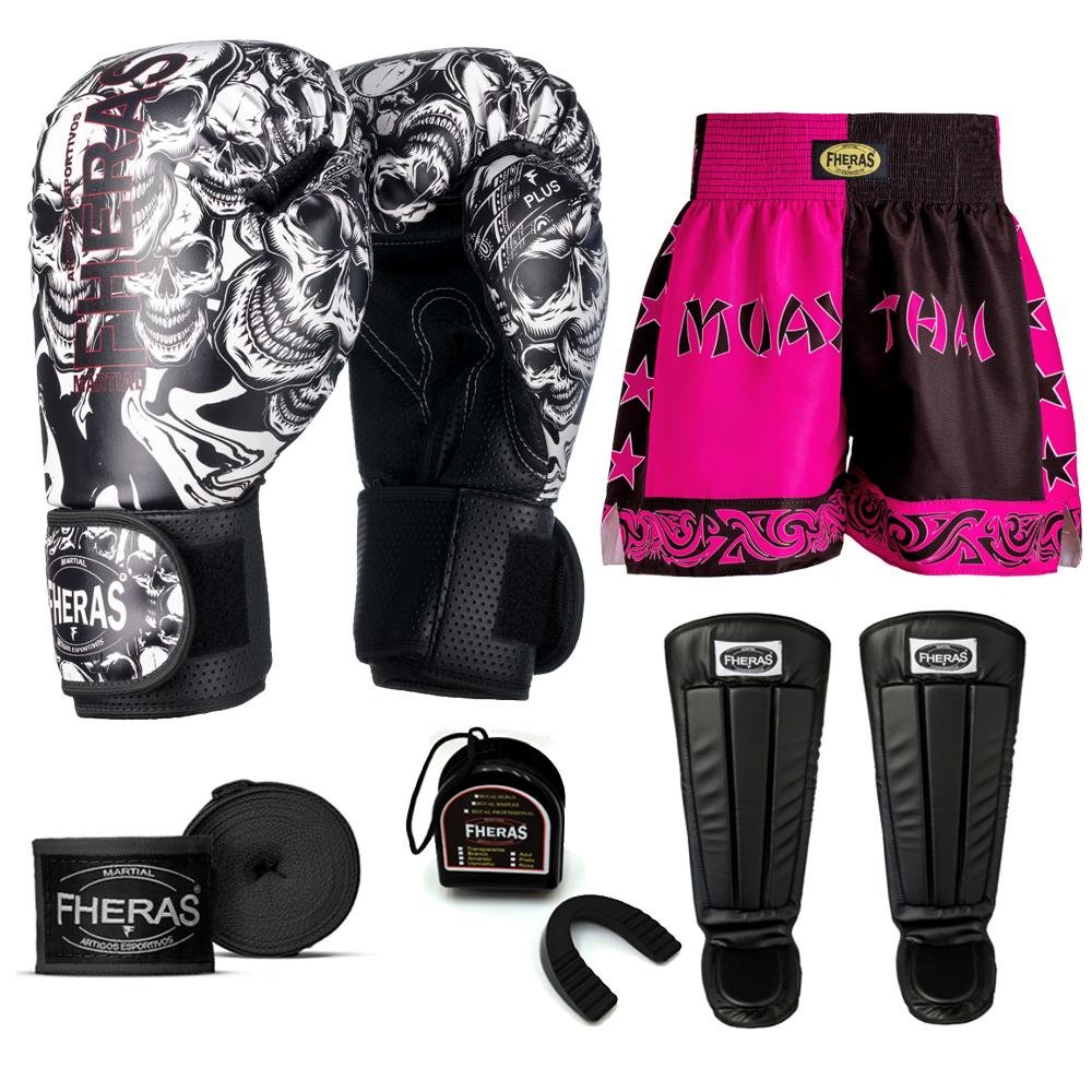 Kit Boxe Muay Thai Fheras Top Caveira Branca (03003488) - 7