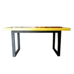 Mesa em madeira de lei e resina epóxi até 6 lugares Tema "Madrepérola Dourado" Craft Wood Mesa de 6  - 3