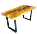 Ver mais imagens de Mesa em madeira de lei e resina epóxi até 6 lugares Tema "Madrepérola Dourado" Craft Wood Mesa de 6