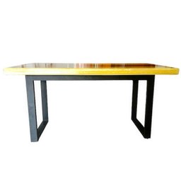 Mesa em madeira de lei e resina epóxi até 6 lugares Tema "Madrepérola Dourado" Craft Wood Mesa de 6  - 2