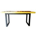Ver imagem 2 de Mesa em madeira de lei e resina epóxi até 6 lugares Tema "Madrepérola Dourado" Craft Wood Mesa de 6