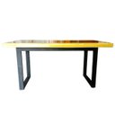 Ver imagem 2 de Mesa em madeira de lei e resina epóxi até 6 lugares Tema "Madrepérola Dourado" Craft Wood Mesa de 6