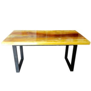 Mesa em madeira de lei e resina epóxi até 6 lugares Tema "Madrepérola Dourado" Craft Wood Mesa de 6 