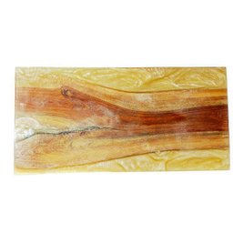 Mesa em madeira de lei e resina epóxi até 6 lugares Tema "Madrepérola Dourado" Craft Wood Mesa de 6  - 4
