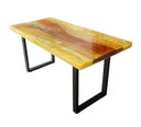 Ver imagem 5 de Mesa em madeira de lei e resina epóxi até 6 lugares Tema "Madrepérola Dourado" Craft Wood Mesa de 6