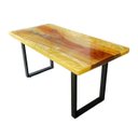 Ver imagem 5 de Mesa em madeira de lei e resina epóxi até 6 lugares Tema "Madrepérola Dourado" Craft Wood Mesa de 6