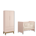 Ver imagem 1 de Quarto de Bebê Berço Evolution + Guarda Roupa 2 Portas Classic Rosa Fosco Madeira