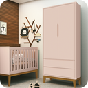 Ver imagem 2 de Quarto de Bebê Berço Evolution + Guarda Roupa 2 Portas Classic Rosa Fosco Madeira