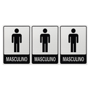 Ver imagem 1 de Combo 3 Placas De Sinalização Banheiro Masculino 15x20 Acesso - B-566 F9e