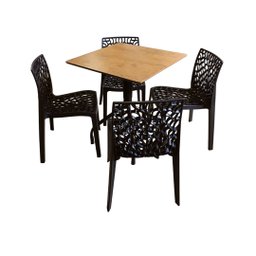 Jogo Mesa Quadrada 70x70 Imbuia para Sorveteria Restaurante com 4 Cadeiras Gruvyer Preta - 2