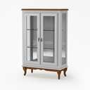 Ver imagem 2 de Vitrine 2 Portas Prateleiras Vidro Espelho Ecomem Clássica MDF Pés Luiz Xv Cinza - Imbuia