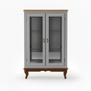 Ver imagem 1 de Vitrine 2 Portas Prateleiras Vidro Espelho Ecomem Clássica MDF Pés Luiz Xv Cinza - Imbuia