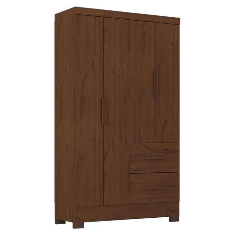 Guarda Roupa Solteiro Primordial Max 4 Portas 2 Gavetas Jacarandá Fosco - Zanzini
