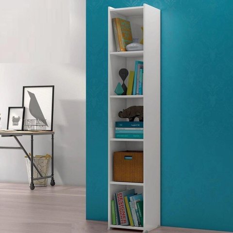 Estante para Livros Malasia Branco 4 Prateleiras Casa Mobilia