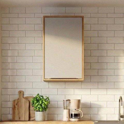 Armário Aéreo 40cm com 1 Porta Brilhante Celeste Cinamomo/Off White