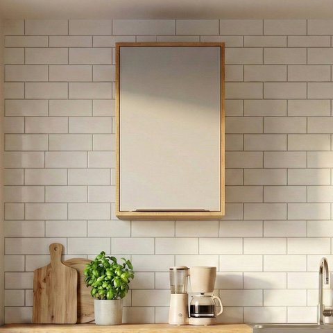Armário Aéreo MDF 40cm com 1 Porta Brilhante/Celeste Marrom/Cinamomo/Off White
