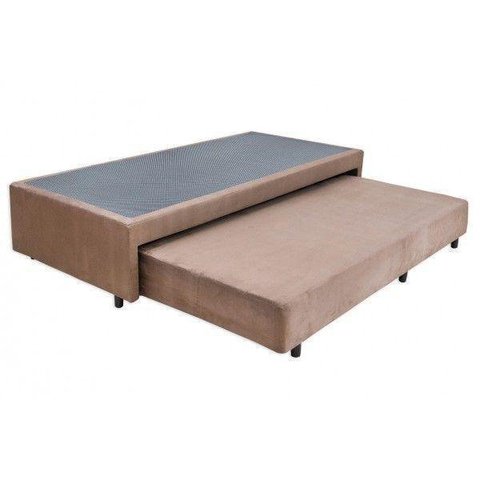 Cama Box Base Solteiro Com Auxiliar Semi Ortopedica Suede:Tabaco