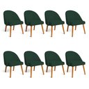 Ver imagem 1 de Kit 08 Cadeiras Poltrona de Jantar Luna Suede Verde Pés Palito Castanho - Pallazio
