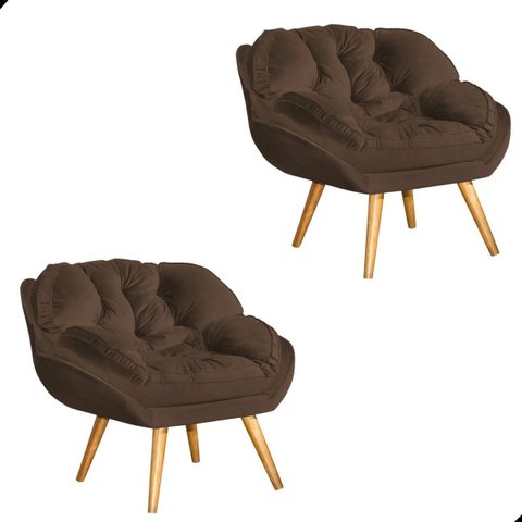 Kit 2 Poltrona California para Sala Veludo Amamentação Papai