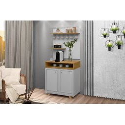 Buffet / Aparador Com Painel ST Para o Cantinho do Café Estilo Retrô Com Pés em Madeira 2 Portas Com - 1