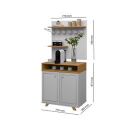 Buffet / Aparador Com Painel ST Para o Cantinho do Café Estilo Retrô Com Pés em Madeira 2 Portas Com - 3