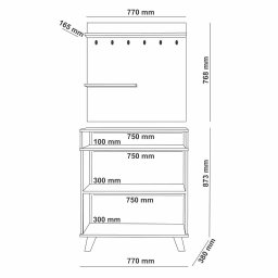 Buffet / Aparador Com Painel ST Para o Cantinho do Café Estilo Retrô Com Pés em Madeira 2 Portas Com - 4