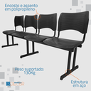 Ver imagem 3 de Cadeira Iso Longarina Polipropileno 4 Lugares Preta