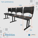 Ver imagem 2 de Cadeira Iso Longarina Polipropileno 4 Lugares Preta
