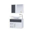 Ver imagem 3 de Gabinete Banheiro Turin 50 Cm Armário com Espelheira e Cuba:titanium