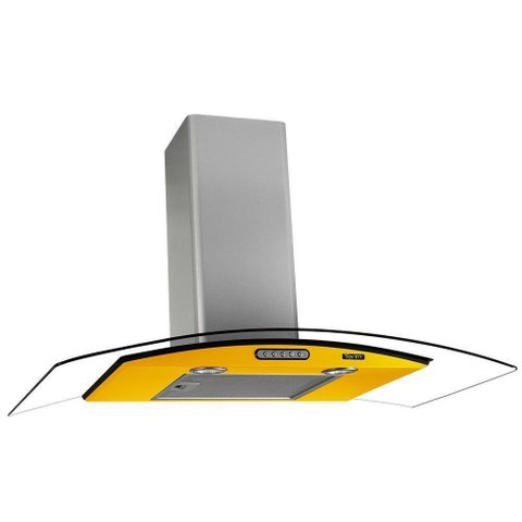 Coifa Terim Vidro Curvo Duto Slim Inox 80 Cm Amarelo 220v