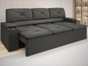 Ver imagem 1 de Sofá com Porta Copos Retrátil e Reclinável Pop 2,05m Velosuede Cinza - Netsofas