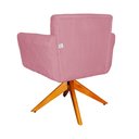 Ver imagem 4 de Poltrona Decorativa Isabela em Tressê Pés Madeira Giratório Suede Rosa - DS Estofados