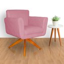 Ver imagem 2 de Poltrona Decorativa Isabela em Tressê Pés Madeira Giratório Suede Rosa - DS Estofados