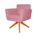 Ver imagem 3 de Poltrona Decorativa Isabela em Tressê Pés Madeira Giratório Suede Rosa - DS Estofados