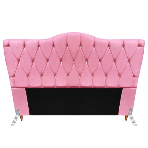 Cabeceira Cama Box de Casal Quarto Estofada Barcelona 140cm:suede Rosa