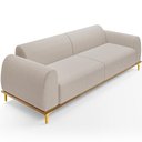 Ver imagem 1 de Sofá 3 Lugares Kiev 230cm D02 Base Castanho Pés D'ouro Bouclê Creme B-54