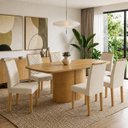 Ver imagem 1 de Conjunto Mesa de Jantar 6 Lugares com Cadeiras Diana e Carol Cinamomo e Bege