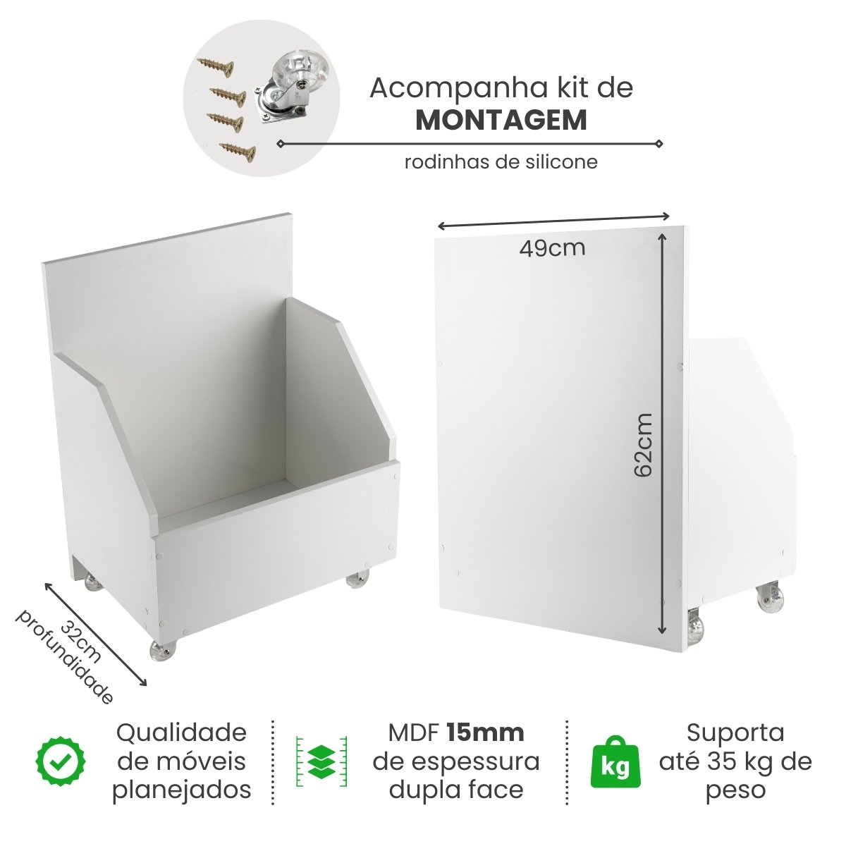 Nicho Balcão para Tanque Gabinete Mdf com Rodas Lavanderia - 2