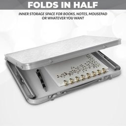 Mesa Portatil Dobravel de Aluminio com Tampo de Madeira Suporte para Notebook Home Office Refeicao e - 5