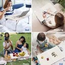 Ver imagem 3 de Mesa Portatil Dobravel de Aluminio com Tampo de Madeira Suporte para Notebook Home Office Refeicao e