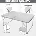 Ver mais imagens de Mesa Portatil Dobravel de Aluminio com Tampo de Madeira Suporte para Notebook Home Office Refeicao e