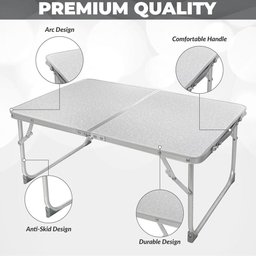 Mesa Portatil Dobravel de Aluminio com Tampo de Madeira Suporte para Notebook Home Office Refeicao e - 8
