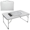 Ver imagem 1 de Mesa Portatil Dobravel de Aluminio com Tampo de Madeira Suporte para Notebook Home Office Refeicao e
