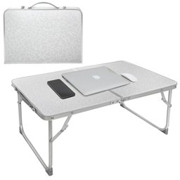 Mesa Portatil Dobravel de Aluminio com Tampo de Madeira Suporte para Notebook Home Office Refeicao e - 1