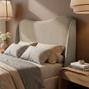 Ver imagem 1 de Cabeceira Orgânica para Cama Box Casal Padrão Luma 140cm Chenille Bouclê Pérola - Desk Design