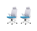 Ver imagem 2 de Kit 2 Cadeiras de Escritório Tela Mesh Ergonômico - Cor Cinza e Azul - Base Giratória Cromada Bering