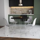 Ver imagem 1 de Mesa de Jantar Redonda 90cm Preta Clips 3 Pés com 4 Cadeiras Eames Eiffel Brancas Ferro Branco